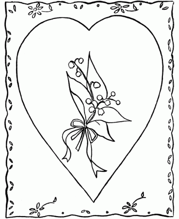 day cards coloring pages valentine heart with flowers card 