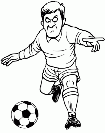 Soccer Coloring Page | Serious Player Running for Ball