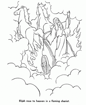 Bible Story characters Coloring Page Sheets - Elijah was taken to 