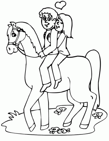 Horse Coloring Page | Two Sweethearts On Horseback