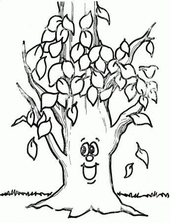 Tree Coloring Pages : Fall Tree Without Leaves Coloring Page Kids 