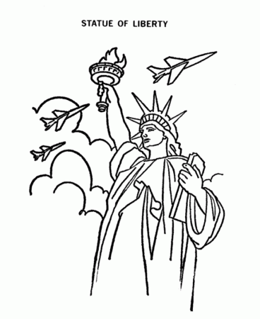 USA-Printables: Statue of Lady Liberty American Symbols coloring pages