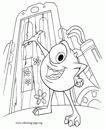Monsters, Inc. - Mike rebuilds the Boo's door coloring page