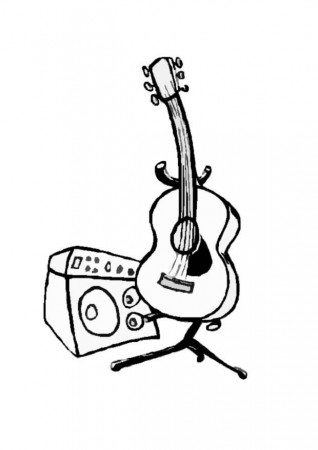 girl with guitar Colouring Pages (page 2)