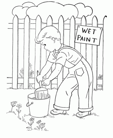 BlueBonkers: Boy Coloring Pages - Tom Sawyer moment - Free 