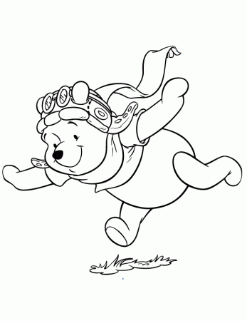 Cute Pooh Bear Pretending To Fly Coloring Page | Free Printable 