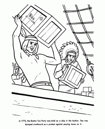 USA-Printables: The Boston Tea Party Coloring Pages 1773 - America 
