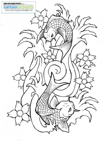Koi Fish Drawing Outline Image | Tattooing Tattoo Designs