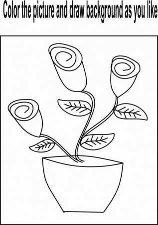Flower Buds Coloring Page For Kids Beautiful Flower And Tree 