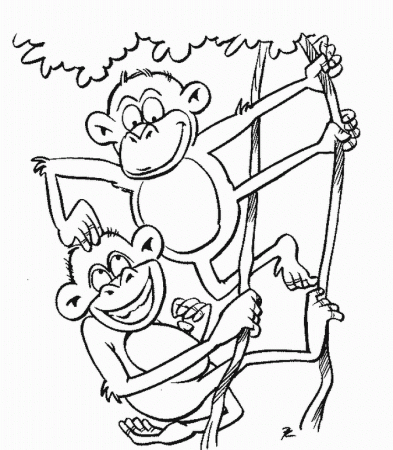 monkey coloring pages feature two monkeys as the main object let 