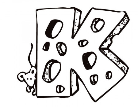 Letter K (Cheese and Mouse) Coloring Page