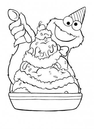 Cookie Monster / Ice Cream Sundae (Coloring Pages) | Coloring ...