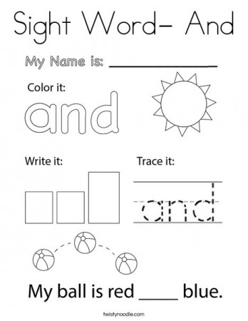 Sight Word- And Coloring Page - Twisty Noodle