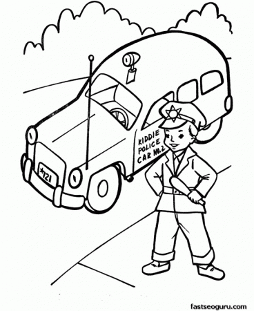 Police car child policeman coloring pages printable