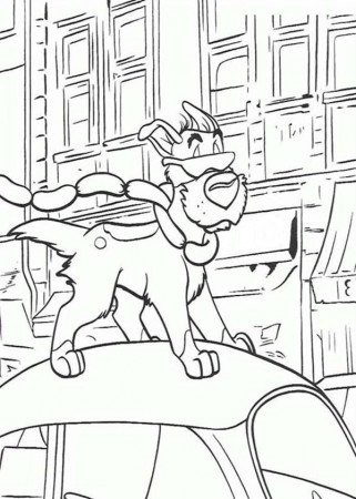 Dodger Standing on a Moving Car in Oliver and Company Coloring ...