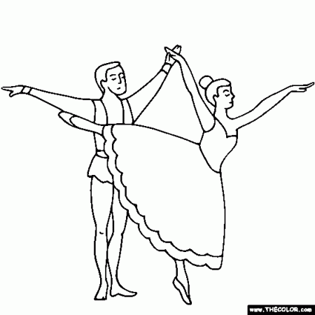 Ballet Dancing Duo Couple Duet Coloring Page