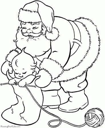 Santa coloring pages - Filling Stockings!
