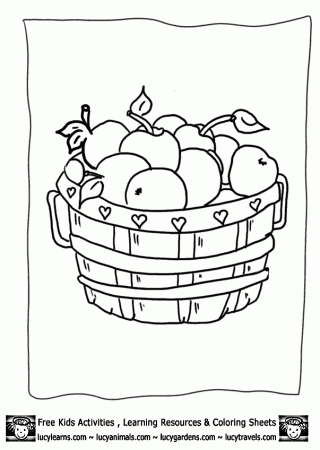 Fruit Basket For Kids - Coloring Pages for Kids and for Adults