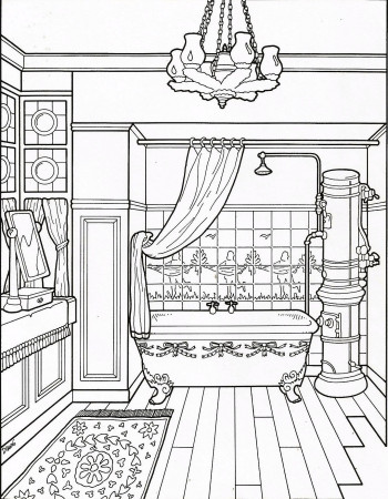 Bathroom coloring page | House colouring pages, Coloring pages, Coloring  books
