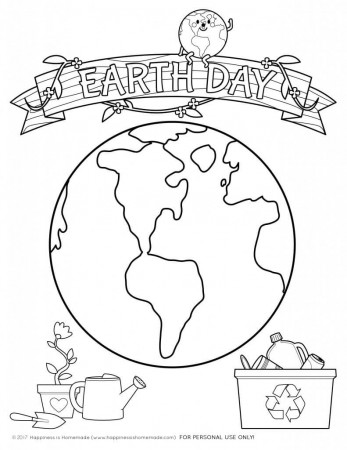 Earth Day Coloring Page - Happiness is Homemade