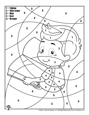 Boy Student Color by Number Coloring Sheet | Woo! Jr. Kids Activities :  Children's Publishing | Activities for kids, Childrens publishing, Coloring  pages