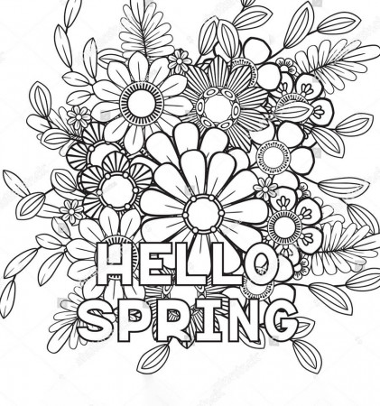 Hello Spring 2 Coloring Page - Free Printable Coloring Pages for Kids