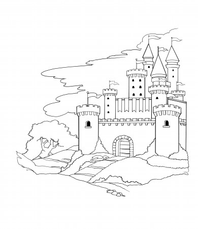 Castle Coloring Page | Castle coloring page, Coloring pages, Colouring pages