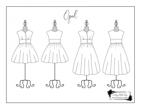 FREE Opal Dress Coloring Page | Vintage Little Lady