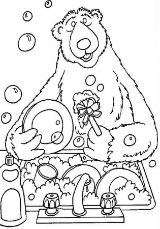 Bear inthe Big Blue House Doing Dishes Coloring Pages in 2023 | Big blue  house, Coloring pages, Blue house