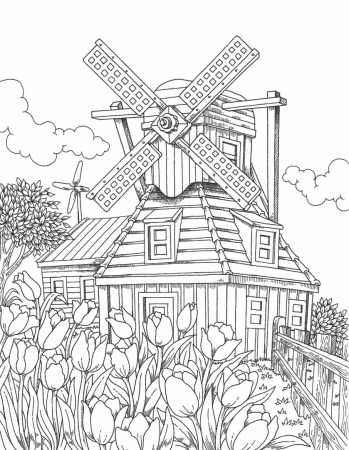Freebie Friday Windmill Coloring Page