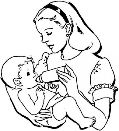 Baby Drink Milk From Bottle Coloring Page : Coloring Sun