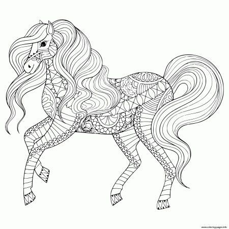Adult Anti Stress Horse Zentangle Animal Coloring Pages Printable