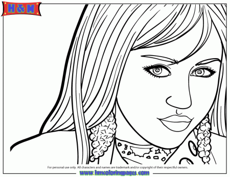 Beautiful Girl Hannah Montana Coloring Page | H & M Coloring Pages