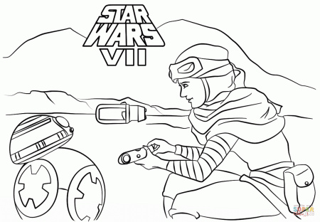 Rey and BB-8 coloring page | Free Printable Coloring Pages
