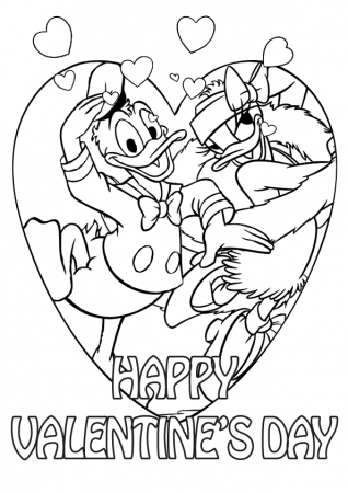 Donald and Daisy on Valentine Day Coloring Page | Boys pages of ...