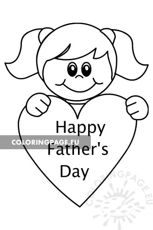 Happy Father's Day card with daughter – Coloring Page