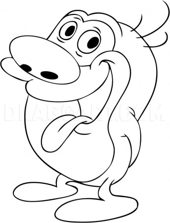 How to Draw Stimpy, Coloring Page, Trace Drawing