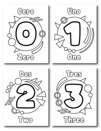 Bilingual Numbers 0-9 Coloring Pages Fun Printable for - Etsy