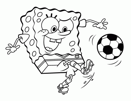 Spongebob Playing Football Coloring Pages For Kids #Sp : Printable ...