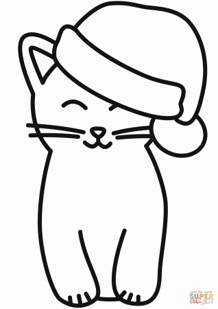 Christmas Cat in the Hat coloring page | Free Printable Coloring Pages