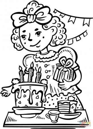 Girl Has a Birthday Party coloring page | Free Printable Coloring Pages