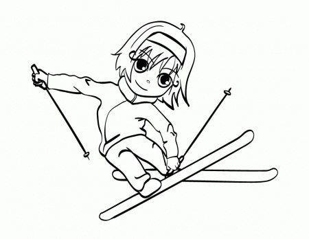 Smile Playing Skiing Coloring Pages For Kids #b1w : Printable ...