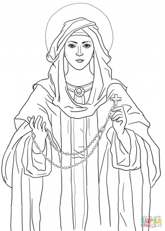 Our Lady of the Rosary coloring page | Free Printable Coloring Pages