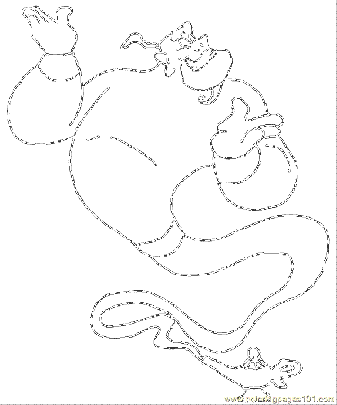 Aladdin Genie Coloring Page Coloring Page - Free Aladdin Coloring ...
