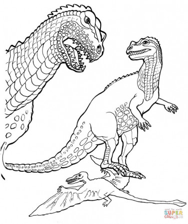 Ceratosaurus and Pteranodon coloring page | Free Printable Coloring Pages