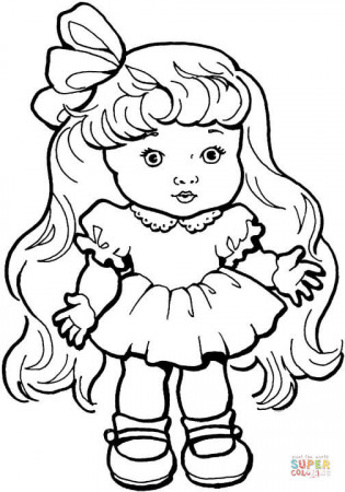 Baby Girl Doll with Long Hair coloring page | Free Printable Coloring Pages