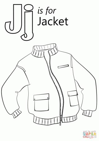 Letter J is for Jacket coloring page | Free Printable Coloring Pages