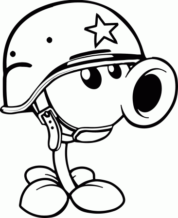 Plants Vs Zombies Peashooter - Coloring Pages for Kids and for Adults