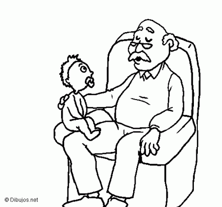 Grandfather and grandchild coloring page - Coloringcrew.com