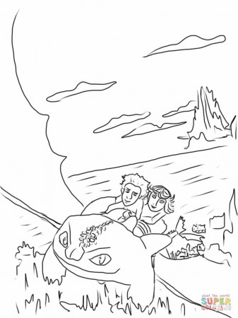 Astrid and Hiccup Ride Night Fury coloring page | Free Printable ...